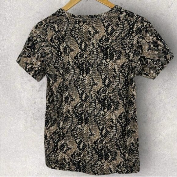 Veronica Beard Casey V-Neck Snake Skin Print Python Top Short Sleeve Size 2xl - Picture 5 of 10